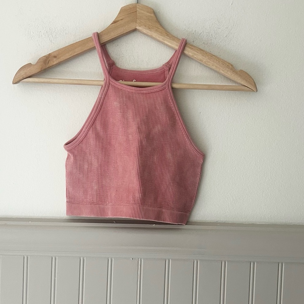 Aeropostale XS Dusty Rose Ribbed Cropped Racerback Tank Top